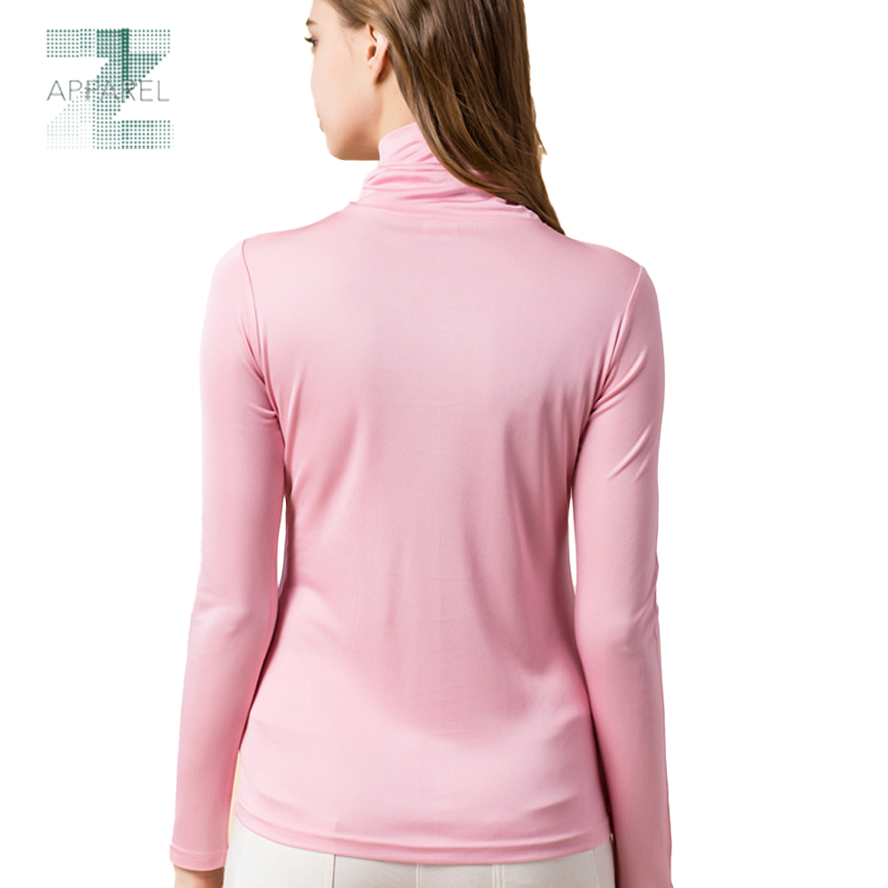 Breathable Long Sleeve Turtleneck T-Shirt - Customized 100% Polyester Casual Shirts for Women