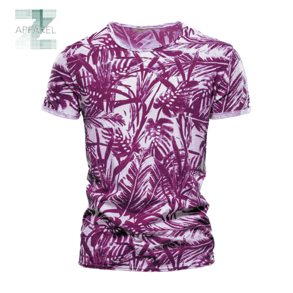 Wholesale High-Quality Casual Men's O-Neck Floral Printed  Cotton Polyester 170gsm Men's T-shirts - Image 4
