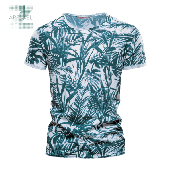 Wholesale High-Quality Casual Men's O-Neck Floral Printed  Cotton Polyester 170gsm Men's T-shirts - Image 3
