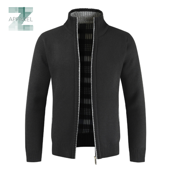Men's Cardigan Winter Warm Top Zipper Sweater - 280gsm Cotton Polyester Blend - Image 4
