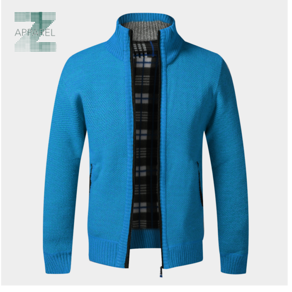 Men's Cardigan Winter Warm Top Zipper Sweater - 280gsm Cotton Polyester Blend - Image 3