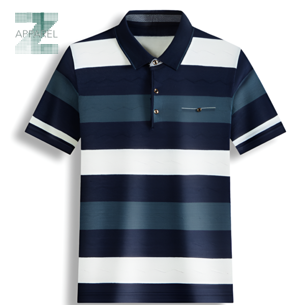 High-Quality Striped Polo Shirt for Men - 100% Cotton, 180gsm - Image 4