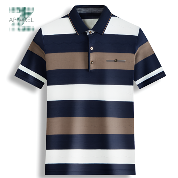 High-Quality Striped Polo Shirt for Men - 100% Cotton, 180gsm - Image 3