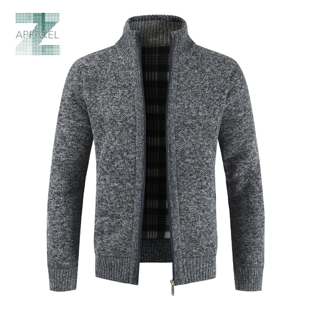 Men's Cardigan Winter Warm Top Zipper Sweater - 280gsm Cotton Polyester Blend