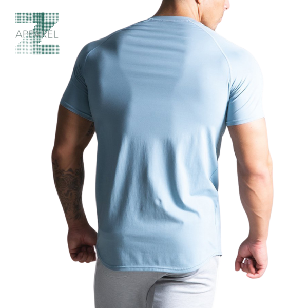 Men's Bodybuilding Short Sleeve shoulder strips Gym T-Shirt - 100% Cotton, 180gsm - Image 2