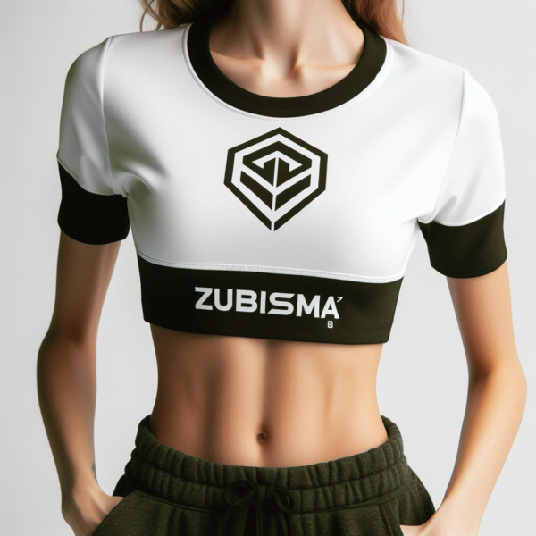 Women's Short Sleeve Slim Fit 180gsm Cotton Polyester blend Women's workout crop top - Image 2