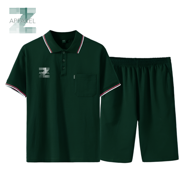 Men's Solid Polo Shirts and Shorts Suit - 55% Cotton, 45% Polyester - 200gsm - Image 4