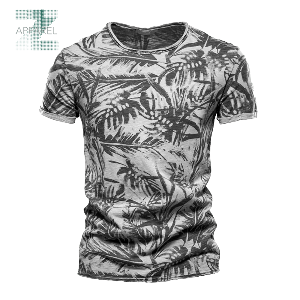 High-Quality Men's Floral Printed Shirt 170gsm Custom logo printed men's t-shirt style and comfort