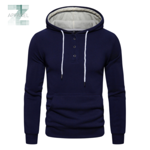 Button Neck Men's Hoodie