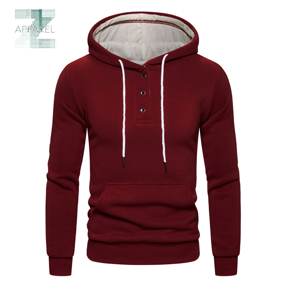 Button Neck Men's Hoodie. Designed for both style and comfort Premium quality cotton polyester fleece