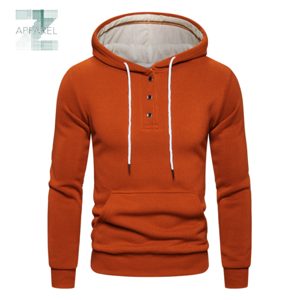 Button Neck Men's Hoodie. Designed for both style and comfort Premium quality cotton polyester fleece - Image 3