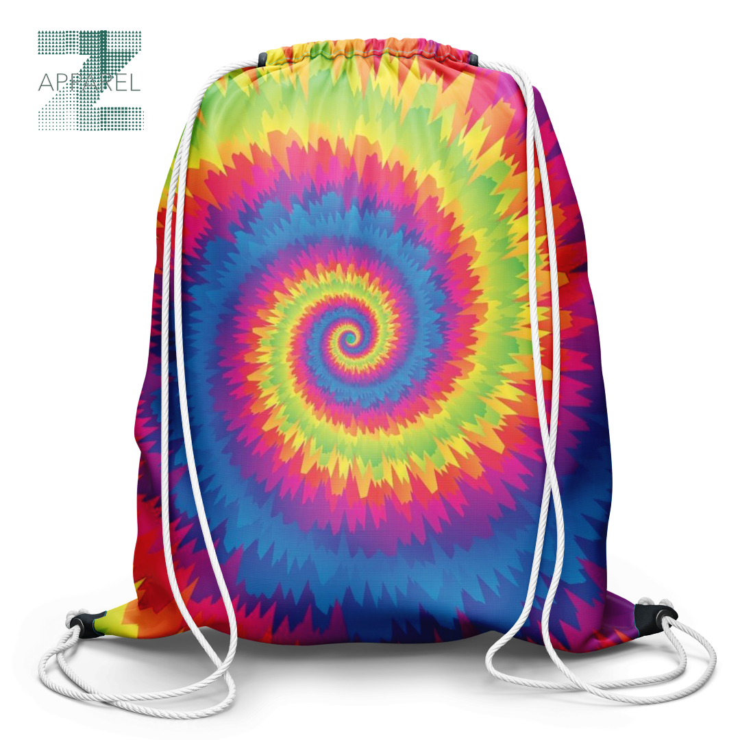 Tie Dye Drawstring Backpack - Sports Gym Bag - Eco-Friendly - 55% Cotton 45% Polyester